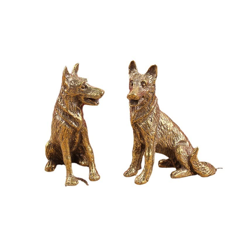 Amazon.com: zhangruixuan-shop黄铜仿古猎犬桌面摆件纯铜生肖狗旺财摆